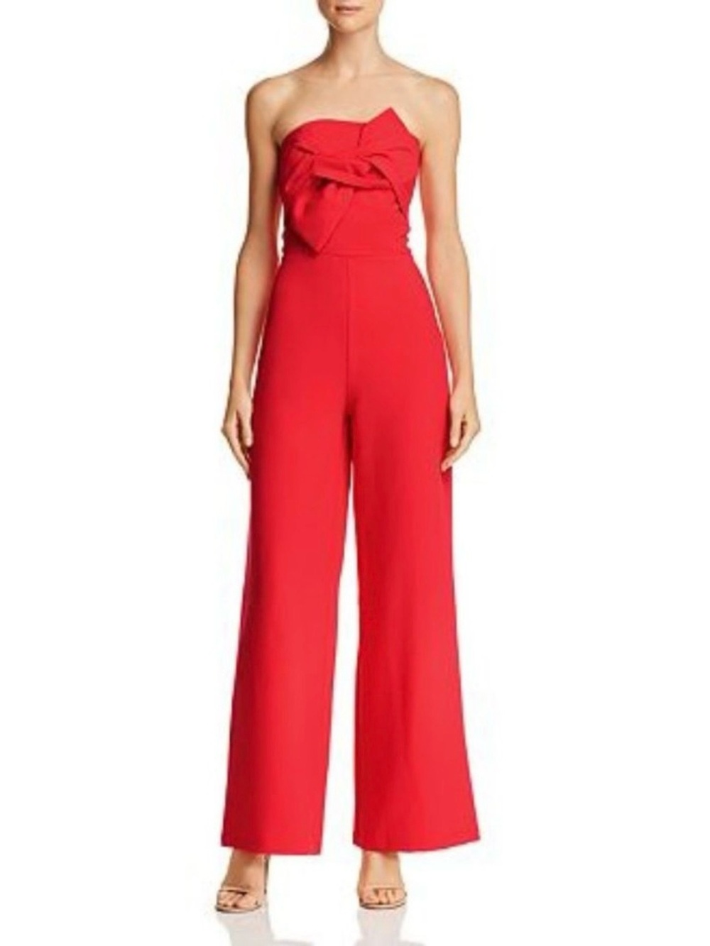 Red DO+BE Strapless Bow-Front Jumpsuit in size medium Coquette Girl Party